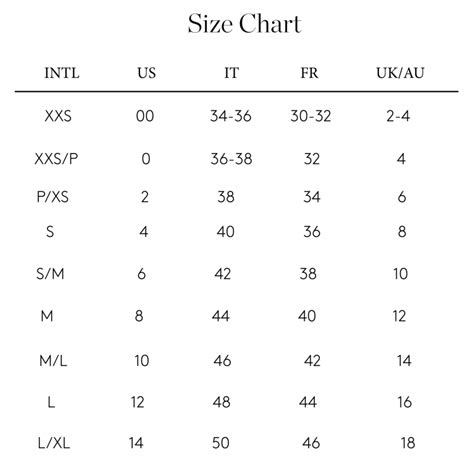 giambattista valli dress size chart.